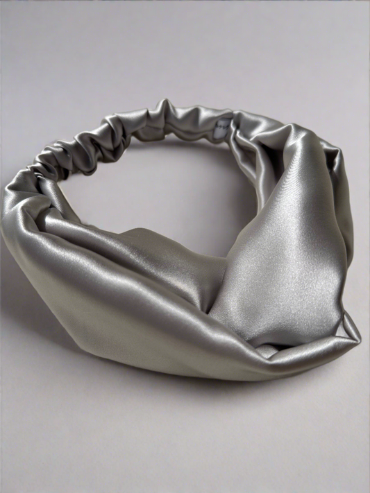 silver grey silk headband