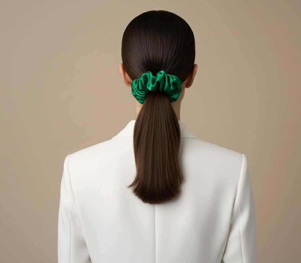 Elastic de par din matase 100% - Smarald