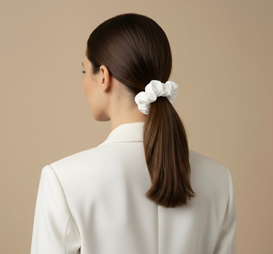 Elastic de par din matase 100% - Cloud White