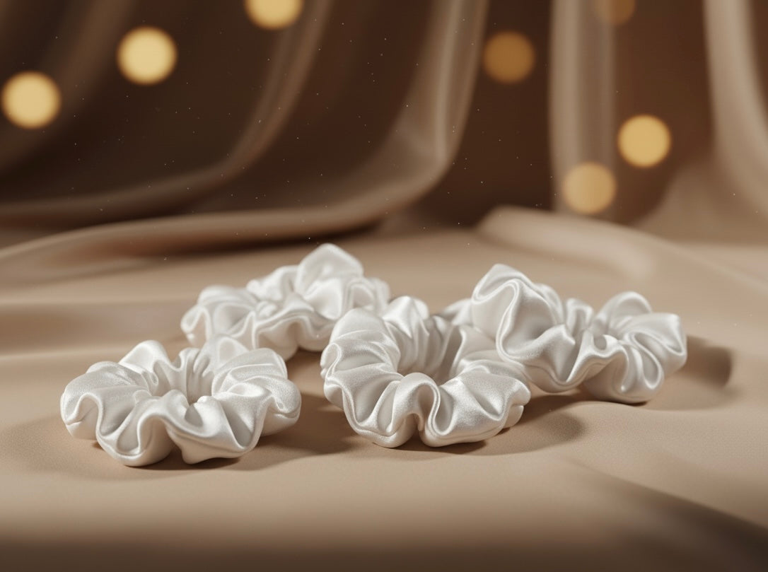 Elastic de par din matase 100% - Cloud White