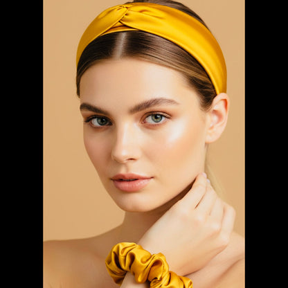 The Silk Beauty Ritual - Set bentiță și elastic din mătase naturală 100%