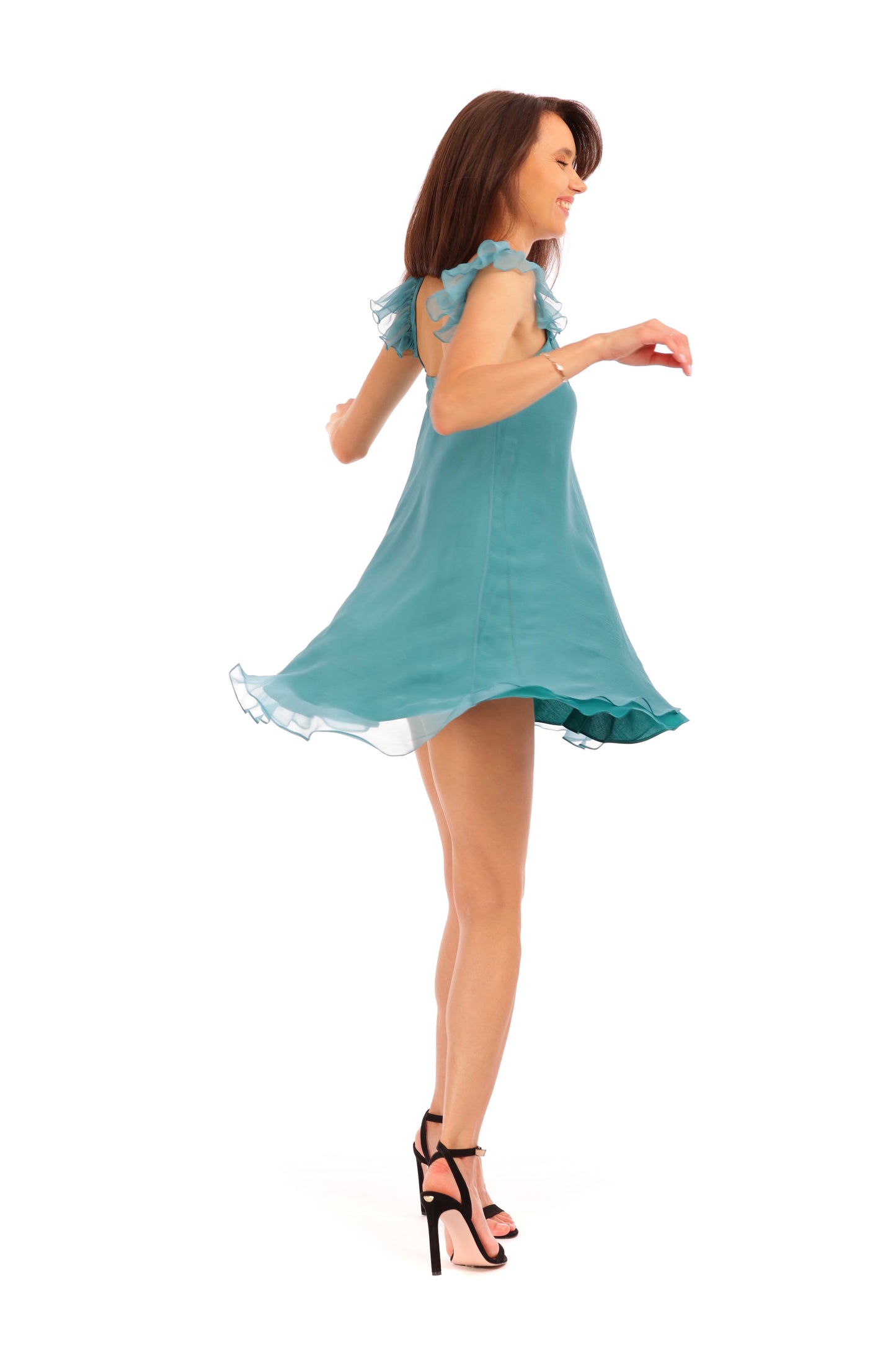 Rochie voal matase - Turquoise