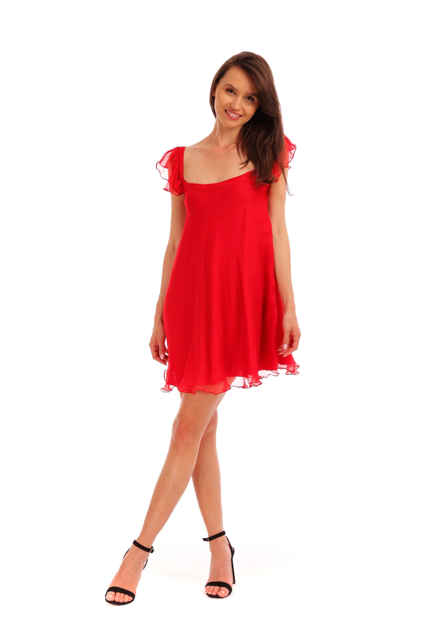 Rochie voal matase - True Red