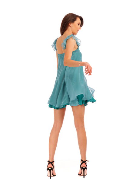 Rochie voal matase - Turquoise