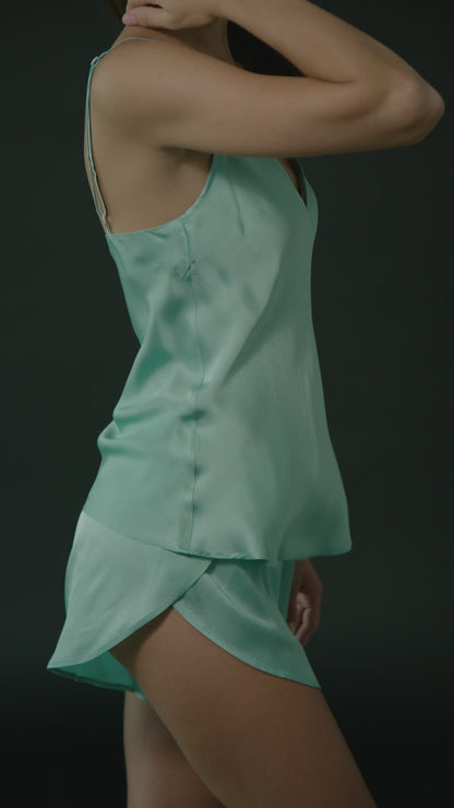 Pantaloni fluture din vascoza naturala - Mint